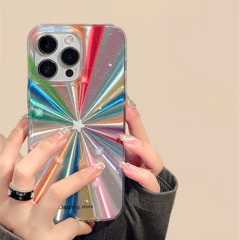 Custodia per telefono colorata con stelle arcobaleno glitter per iPhone 15 16 Pro Max 17 13 11 12 14 Plus Custodia posteriore antiurto in silicone IMD