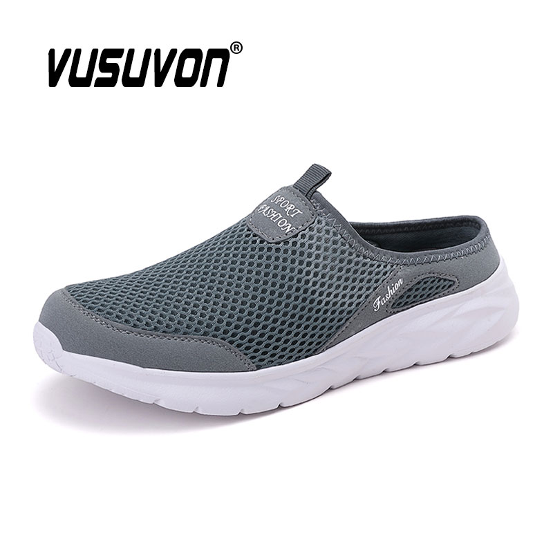 Diapositivas de moda para hombre, zapatos de verano, medias zapatillas, zuecos de jardín de malla transpirable para hombre, sandalias de playa informales, regalo para padre