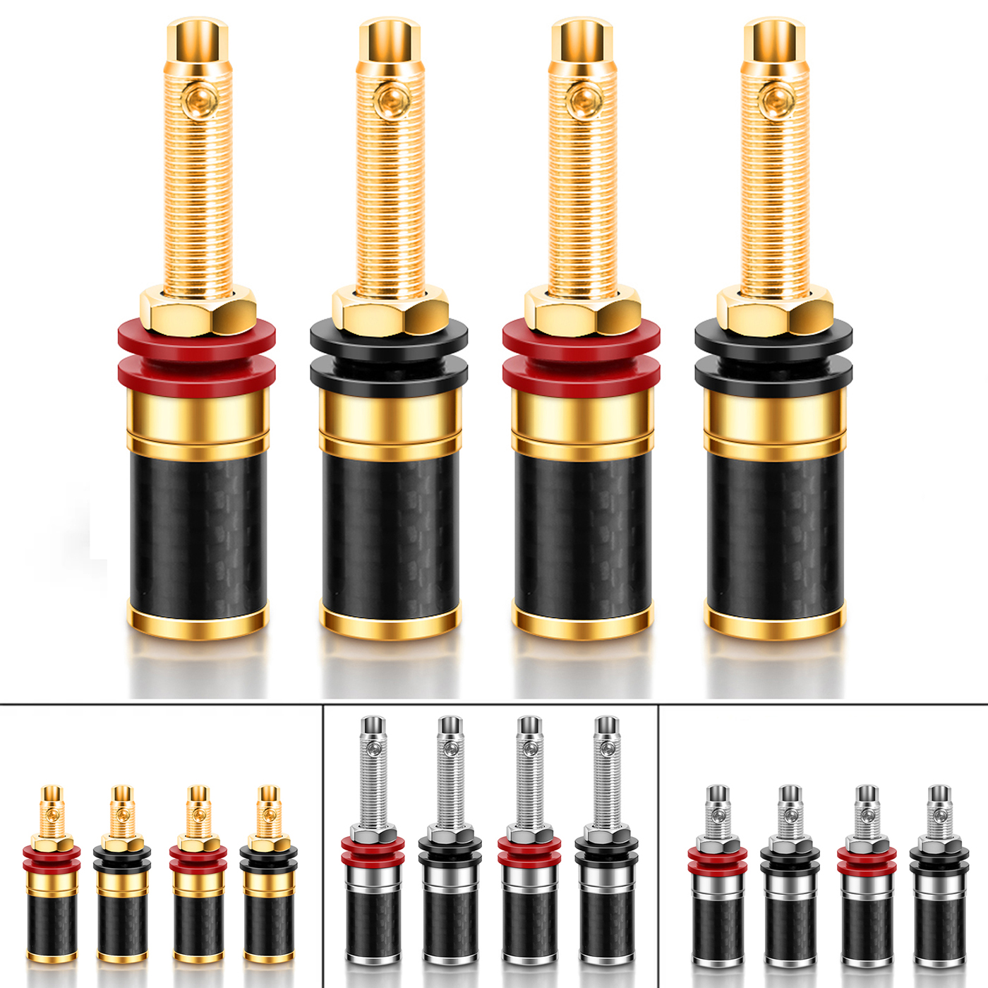 HIFI 4Pcs Gold/Rhodium Überzogene Kupfer Lautsprecher Binding Post Weibliche Banana Stecker HIFI Audio AMP Banana Stecker buchse Terminal