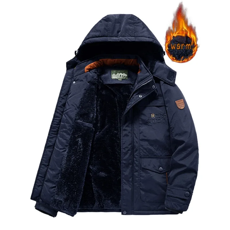 Jaket bulu hangat parka berkerudung pria, mantel panjang kualitas bagus kasual musim dingin luar ruangan ukuran 6XL