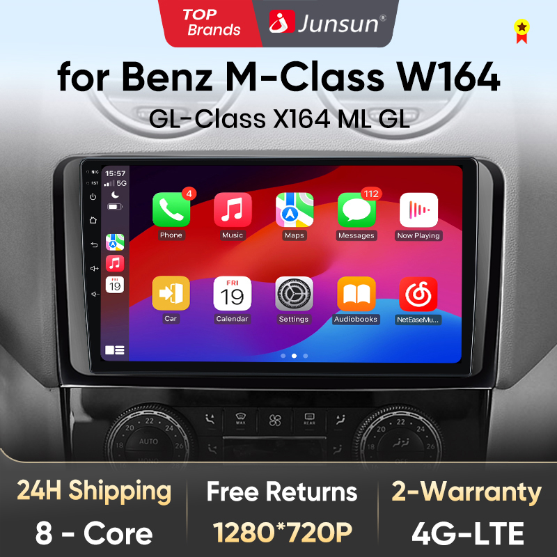 Junsun v1 ai stimme drahtloses carplay android auto radio für mercedes benz gl ml w164 ml350 x164 auto multimedia gps 2din autoradio