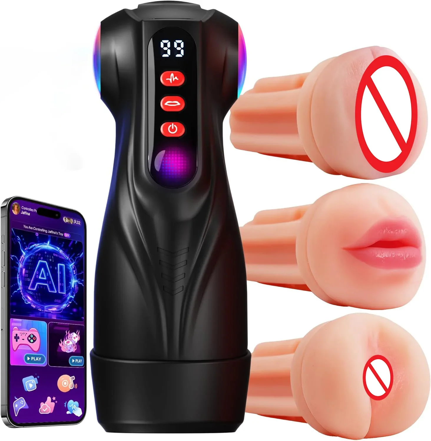 Brinquedos Sexuais para Homens 2026, Masturbador Masculino com 3 Mangas, Bomba Peniana com 9 Funções de Sucção e 9 Funções de Vibração, Controle por APP