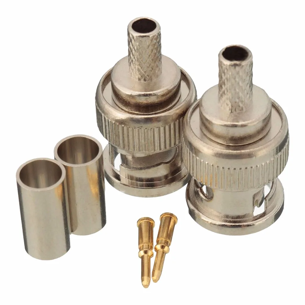 Connecteurs à sertir mâle BNC RG58 RG59 RG60, 100 pièces, pour caméra de vidéosurveillance, connexion Anpwoo BNC, convertisseur de Communication, sécurité IPC