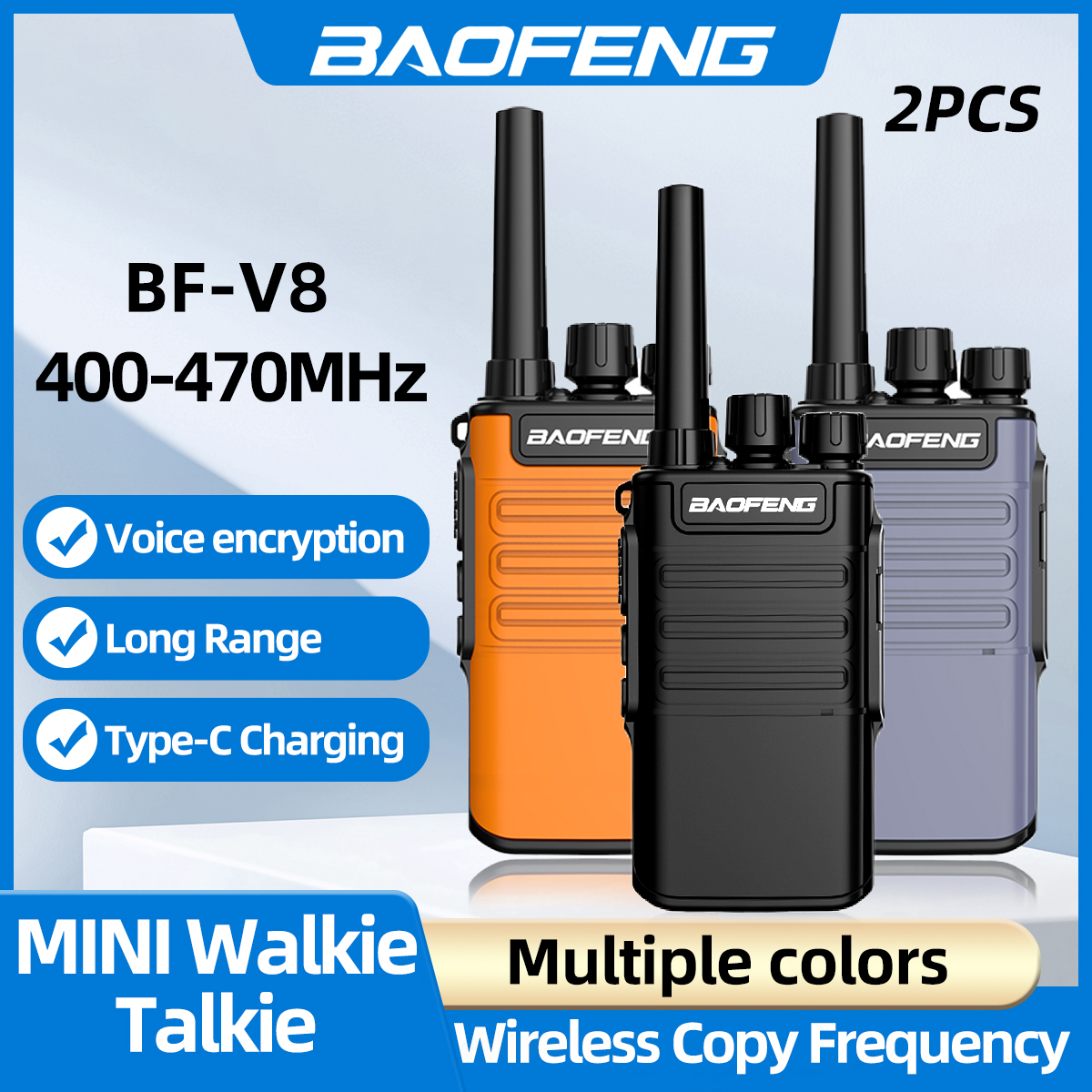 Baofeng Mini Walkie Talkie Palmare BF-V8 BFV8 Grigio Verde Arancione Interfono UHF Ricetrasmettitore HF Walkie Talkie 10 KM
