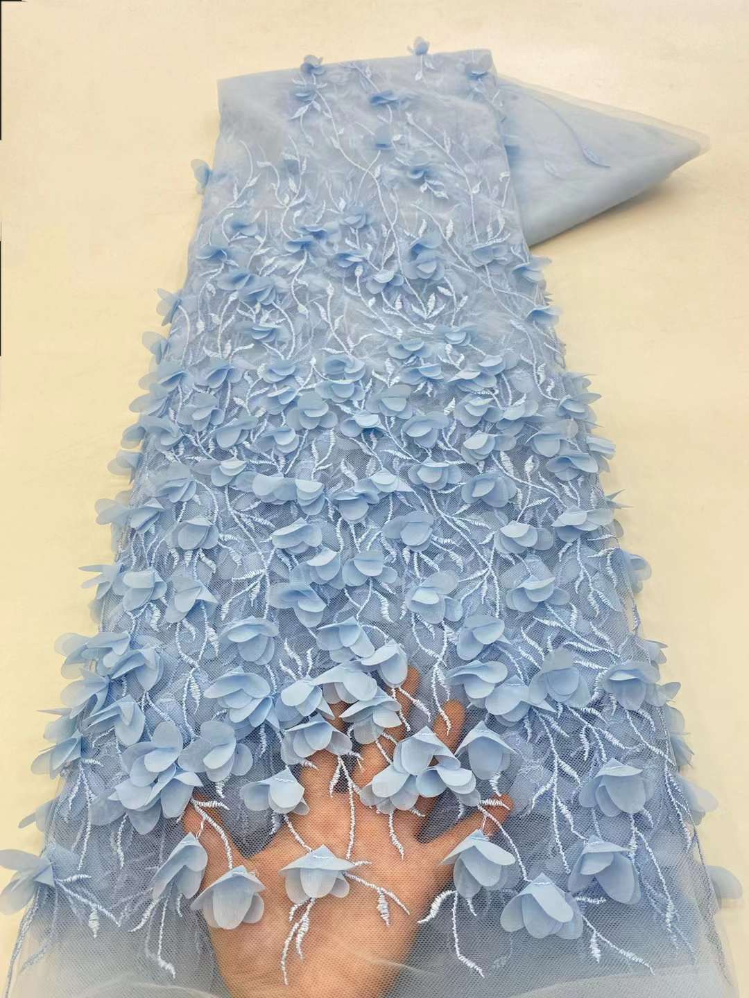 Tela de encaje 3D de lujo, tejido de tul de alta calidad con apliques bordados, tela africana para coser vestidos nigeriana, 5 yardas, 2024