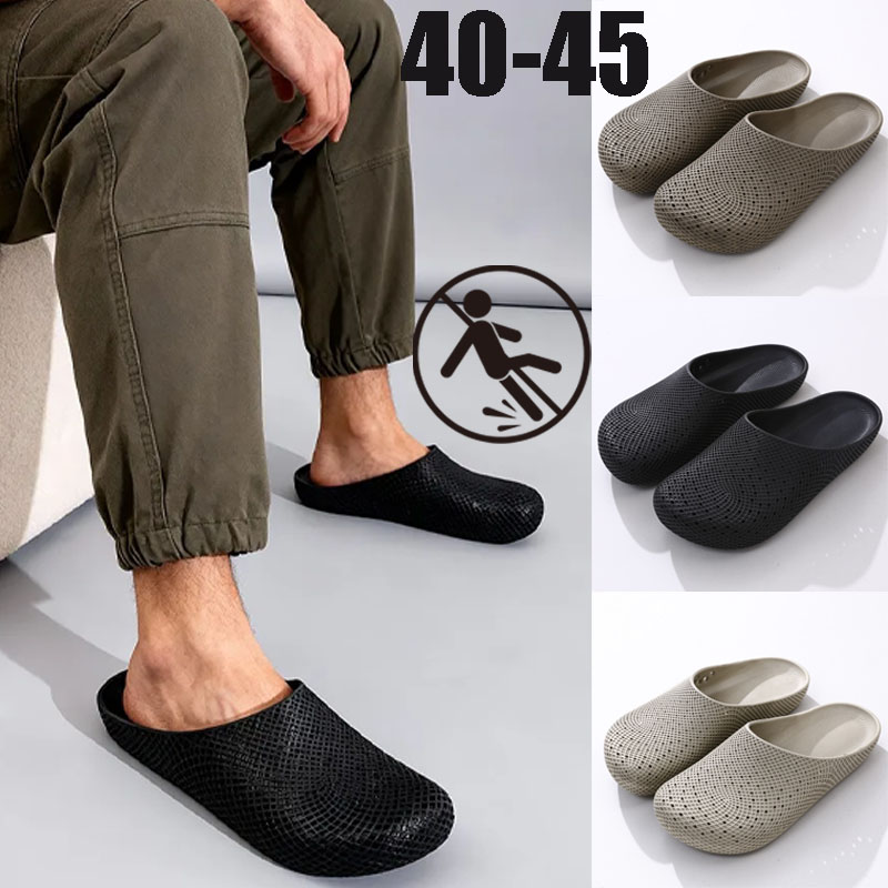 Zoccoli Estivi Traspiranti da Uomo, Sandali Antiscivolo da Esterno, Scarpe Casual da Lavoro Semi-Chiusure con Fori