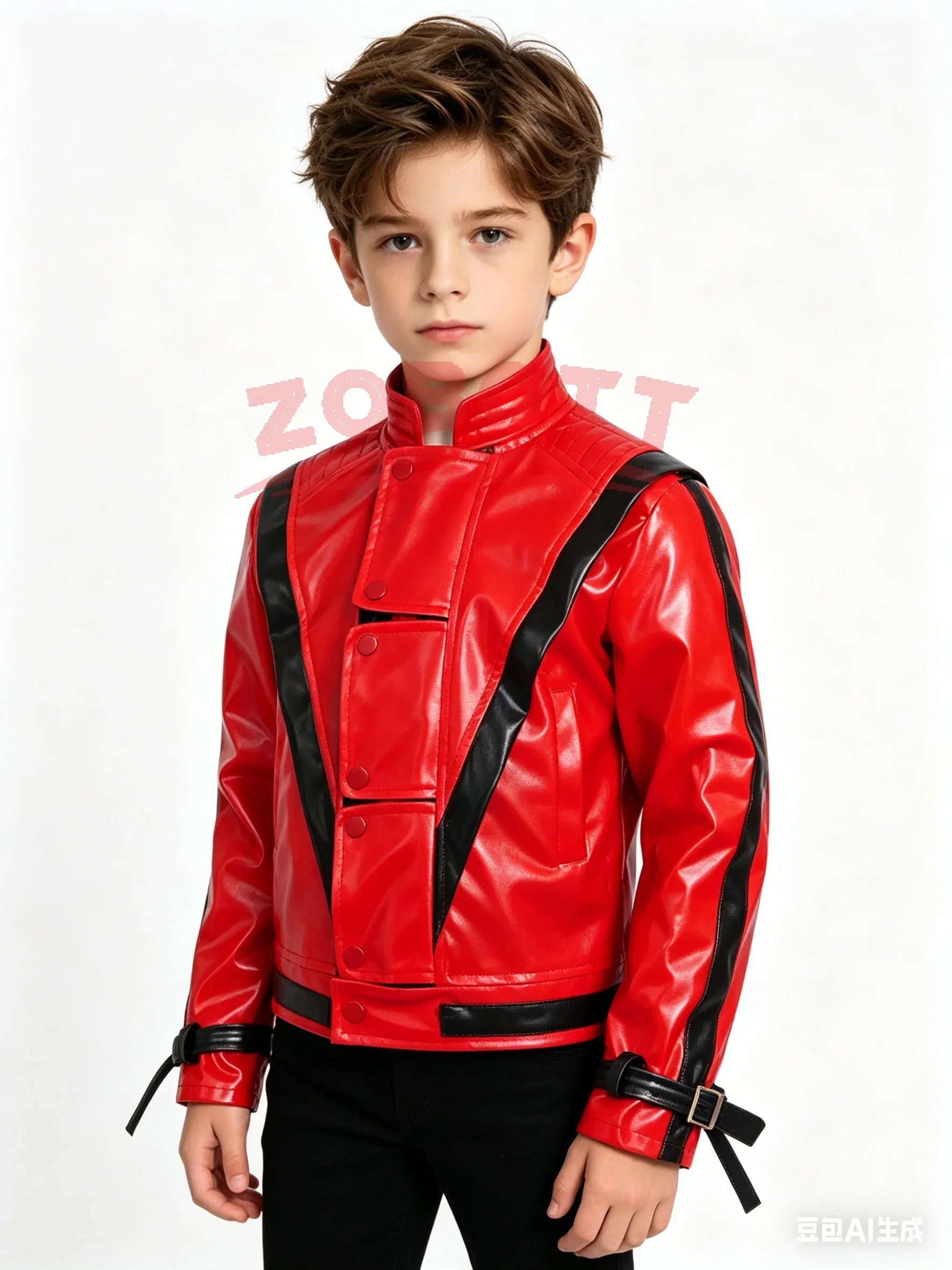 Costumes Zembie Cosplay Red Leather Jacket Michael Jackson Thriller Night Outwear Kids Halloween Rock Stage Performa