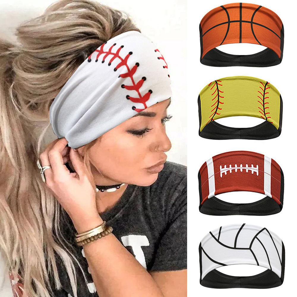 Softball Sportowe opaski na głowę z piłką potową Dziewczyny Joga Fitness Kobiety Akcesoria do włosów Bandany Szeroka opaska do włosów do biegania Baseball