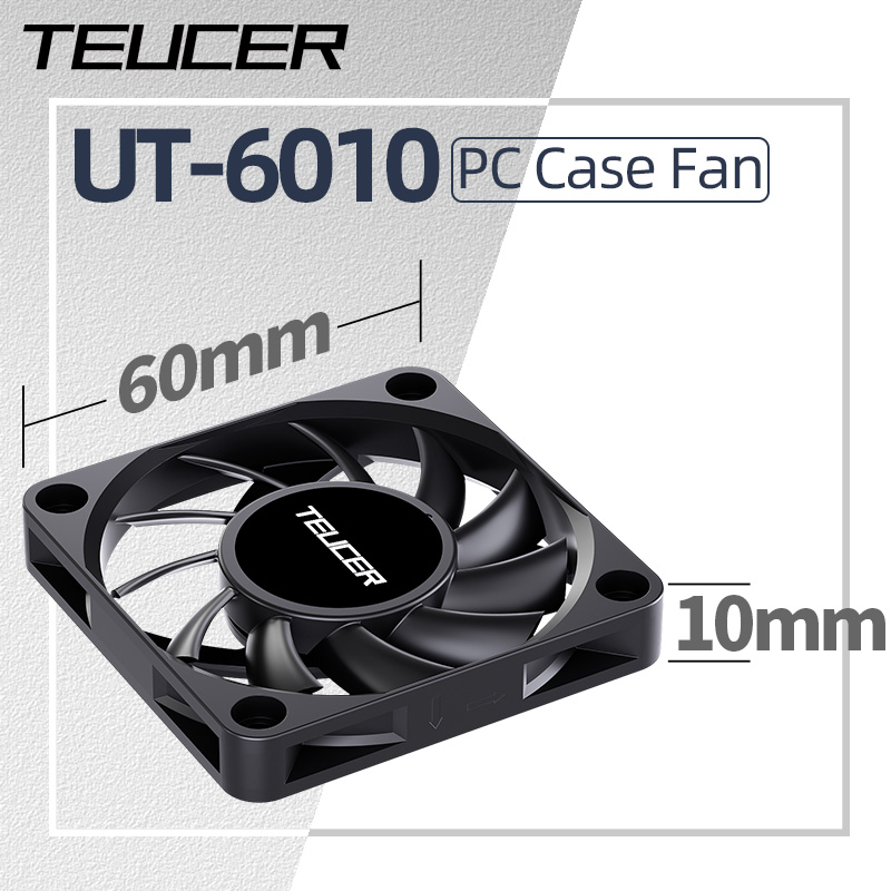 Teucer UT-6010 6 cm DC 12 V 3Pin Koelventilator met Grote 4Pin Voeding Hydraulische Lager 3500 RPM Computer PC CPU Case Ventilator