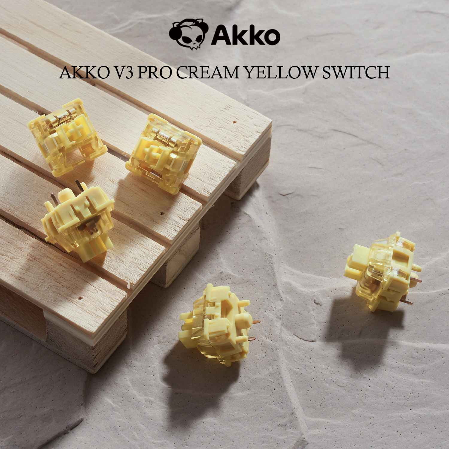 Akko V3 pro Interruptor Amarelo Creme Interruptor Linear de 5 Pinos 50gf com Haste à Prova de Poeira Compatível com Teclado Mecânico MX (45 pcs)