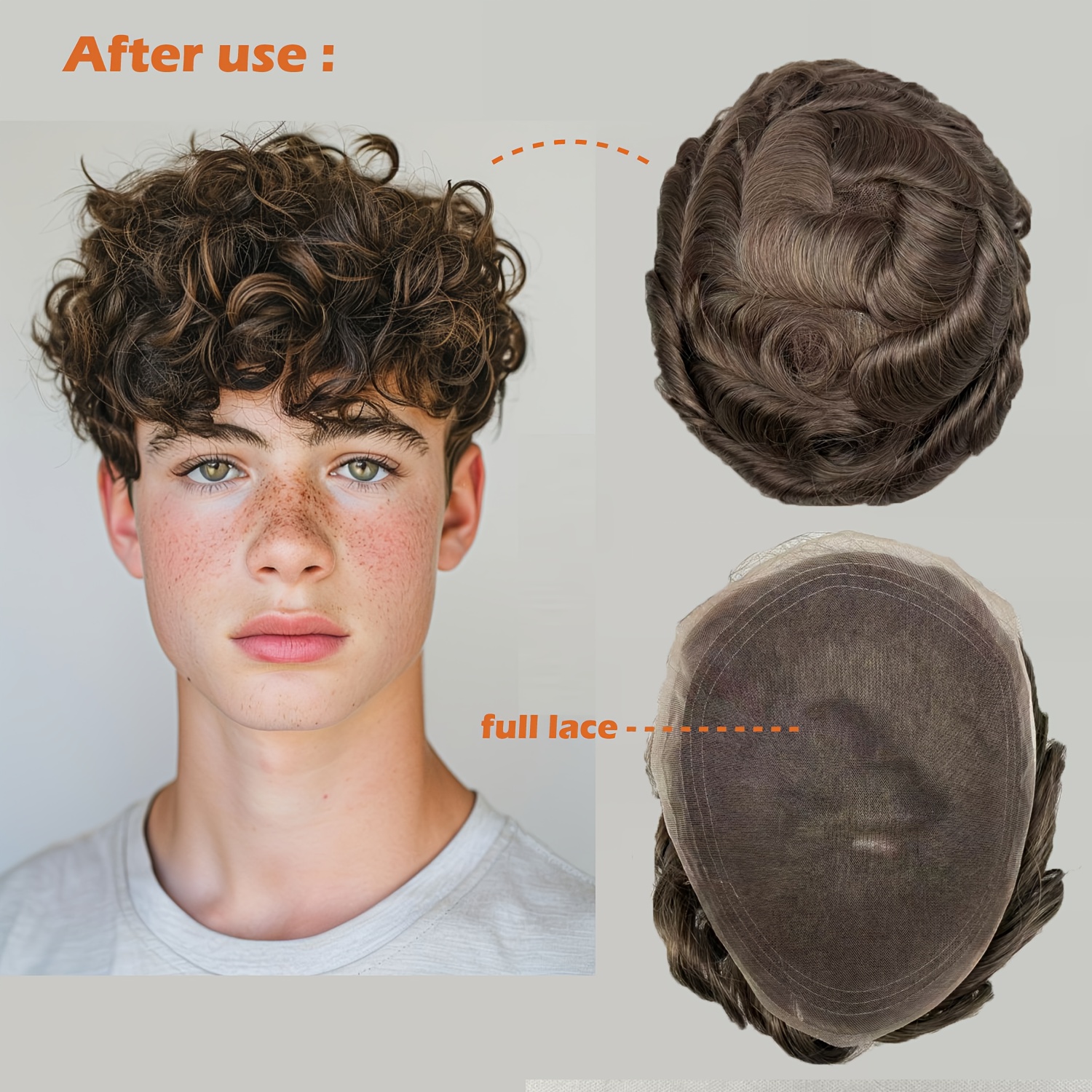 Peluca de encaje suizo completo para hombre, peluquín de cabello humano con nudo blanqueado, duradero, cómodo, para uso durante todo el día