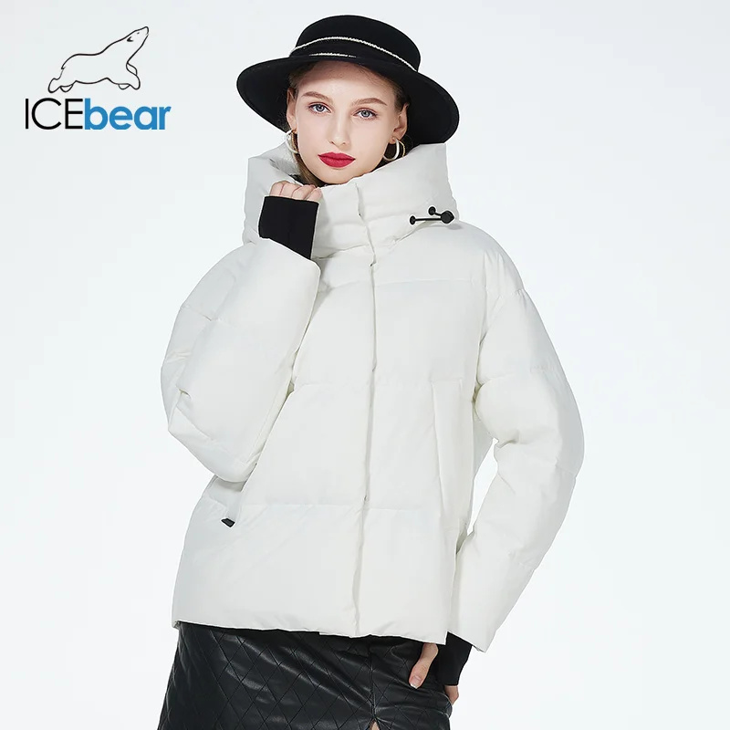 ICEbear-Chaqueta corta de algodón con capucha para mujer, abrigo elegante a prueba de viento, GWD3708I, novedad de invierno, 2023