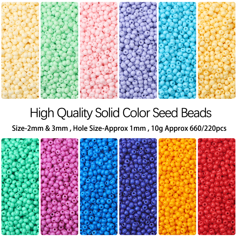 10g 2/3mm Hochwertige Einfarbige Tschechische Glasperlen DIY Armband Halskette Ohrringe für Schmuckherstellung Nähzubehör