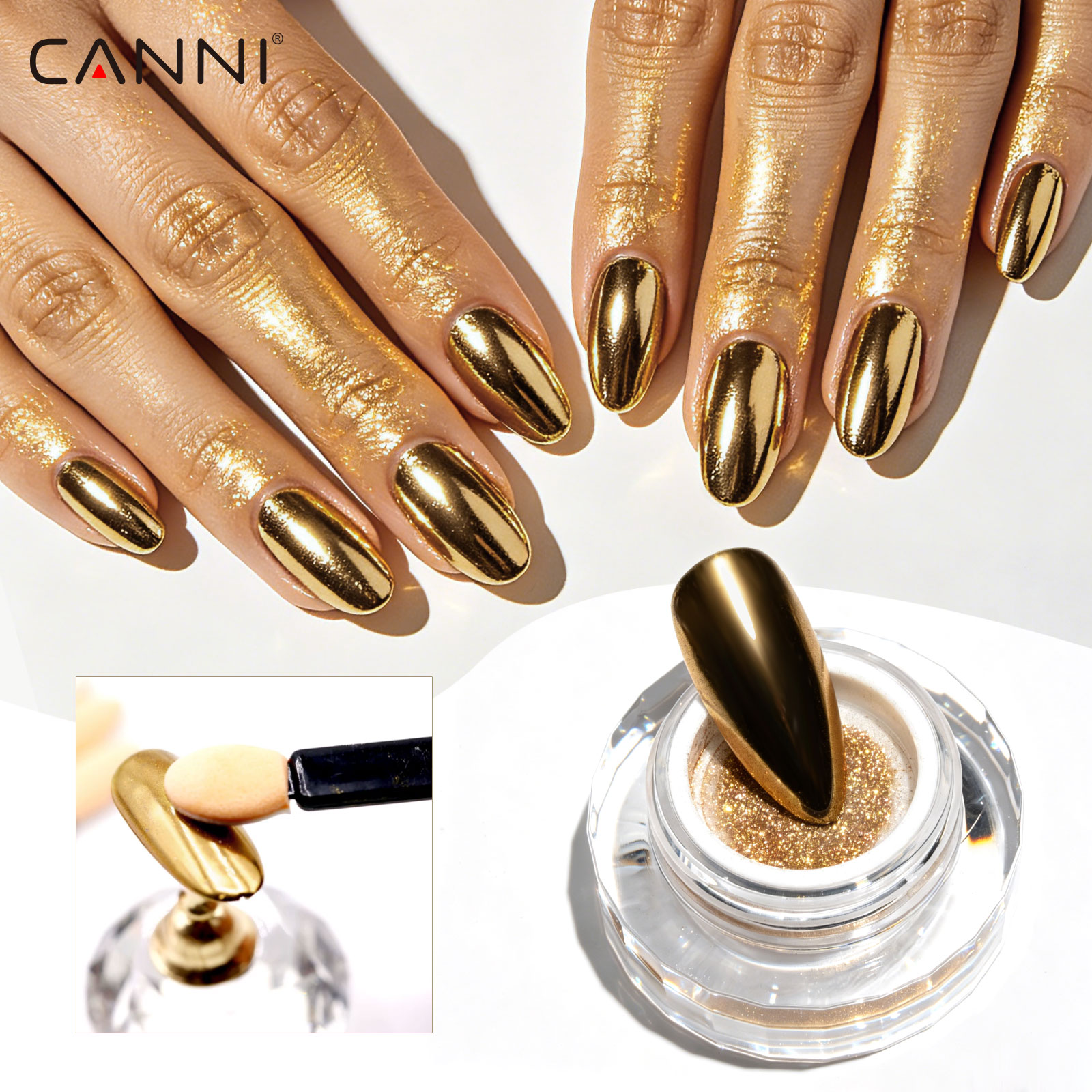 Poudre à ongles effet chrome miroir CANNI, effet aurore, pigment nacré, pour ongles en gel UV, décoration d'art des ongles métallique, design DIY