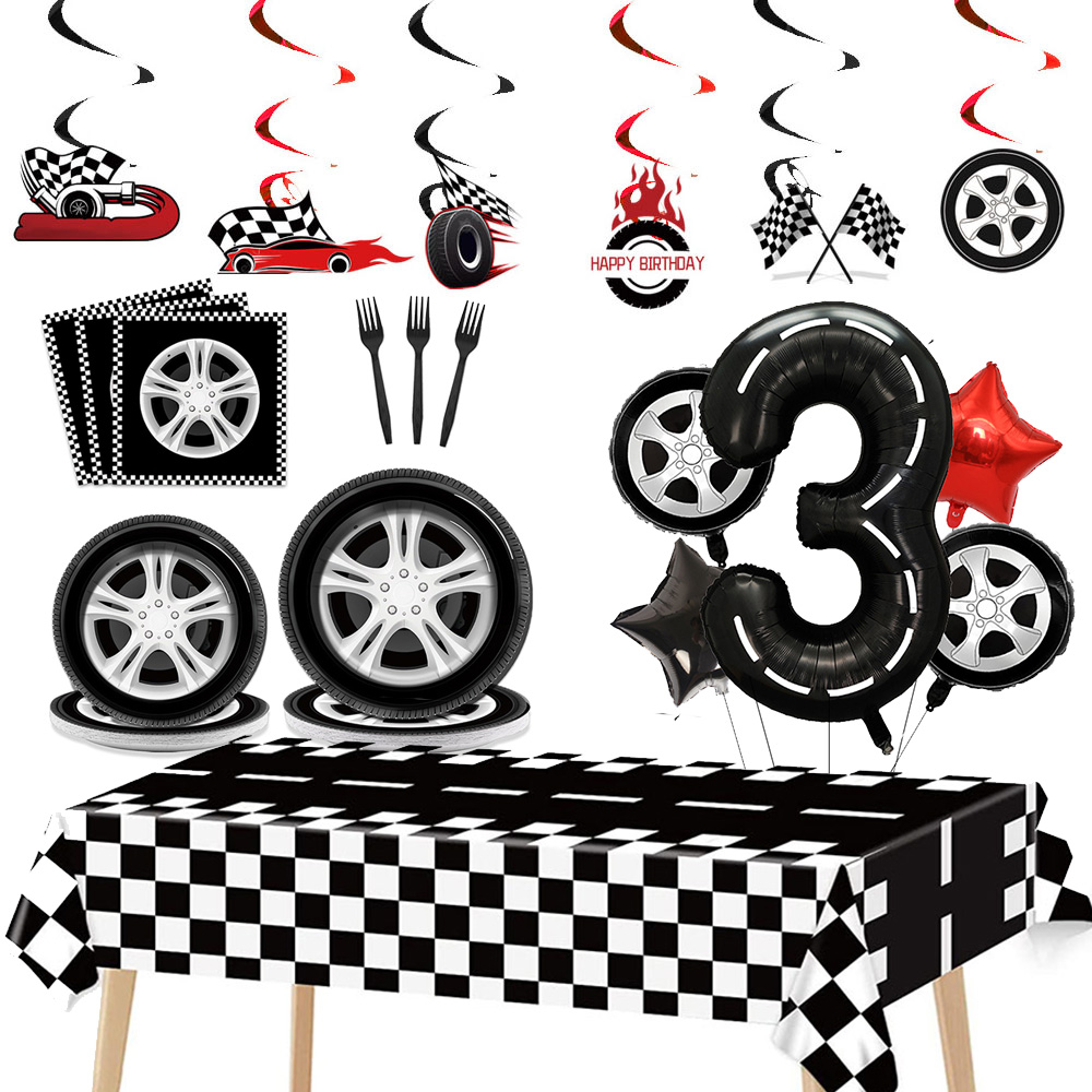 Autorad Thema Geburtstags feier Platte Servietten ballons karierte Rennwagen Themen party 3. 4. 5. Geburtstags feier liefert