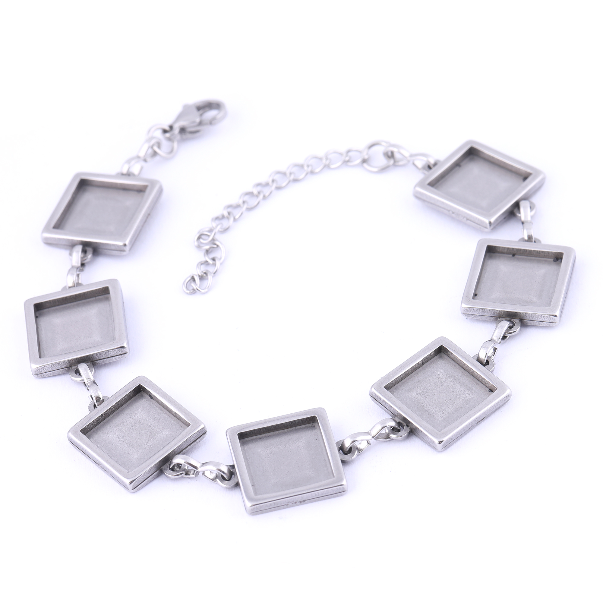 2 uds. De acero inoxidable apto para pulsera de cabujón cuadrado de 10mm y 12mm, ajuste de Base en blanco, biseles Diy para suministros de fabricación de pulseras