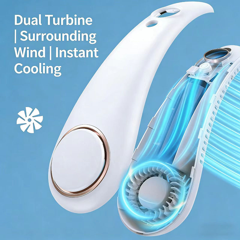 New Mini Neck Mounted Fan Portable Bladeless Neck USB Rechargeable Air Cooler 5 File Speed Summer Sports Fan Outdoor Sports Fans