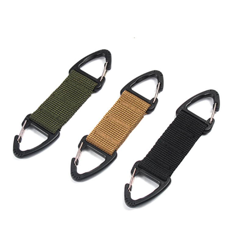 Molle Webbing Backpack Buckle Carabiners Double-Point Triangle Tactical Hanging Buckle Outdoor Camping Hiking Climbing Accessory