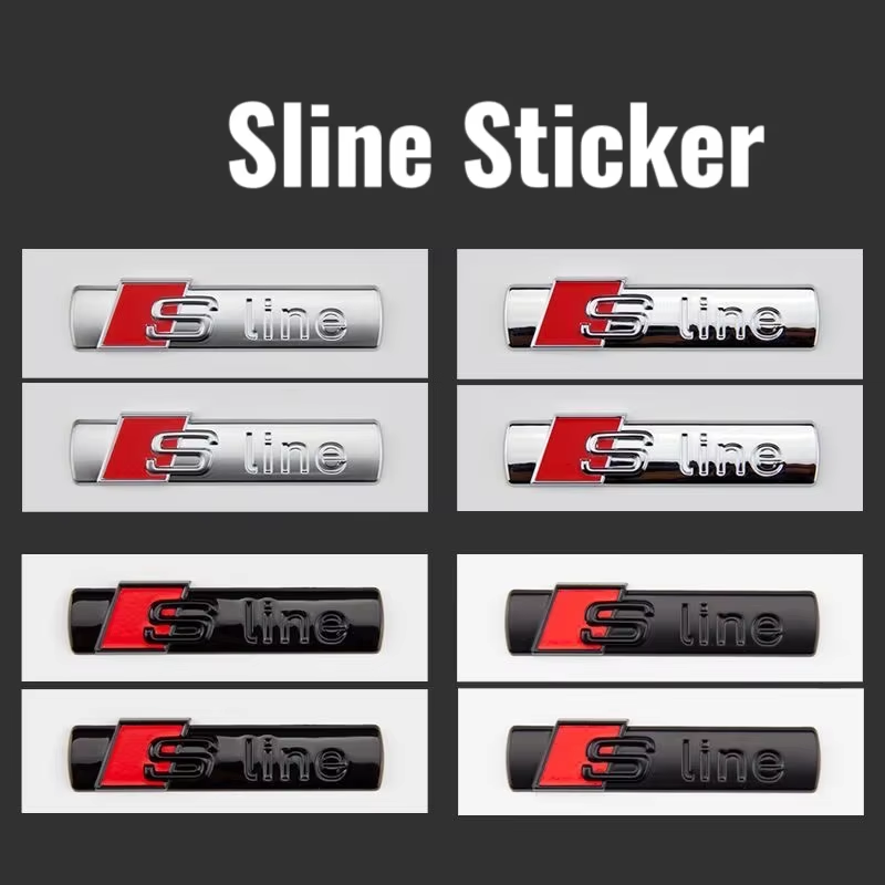 2 шт. 3D ABS Chrome Black Sline Logo SLine Emblem Автомобильный значок на крыло для A3 A4 A5 A6 A7 Q2 Q5 Q7 Q3 S Line Наклейка Accrssorie