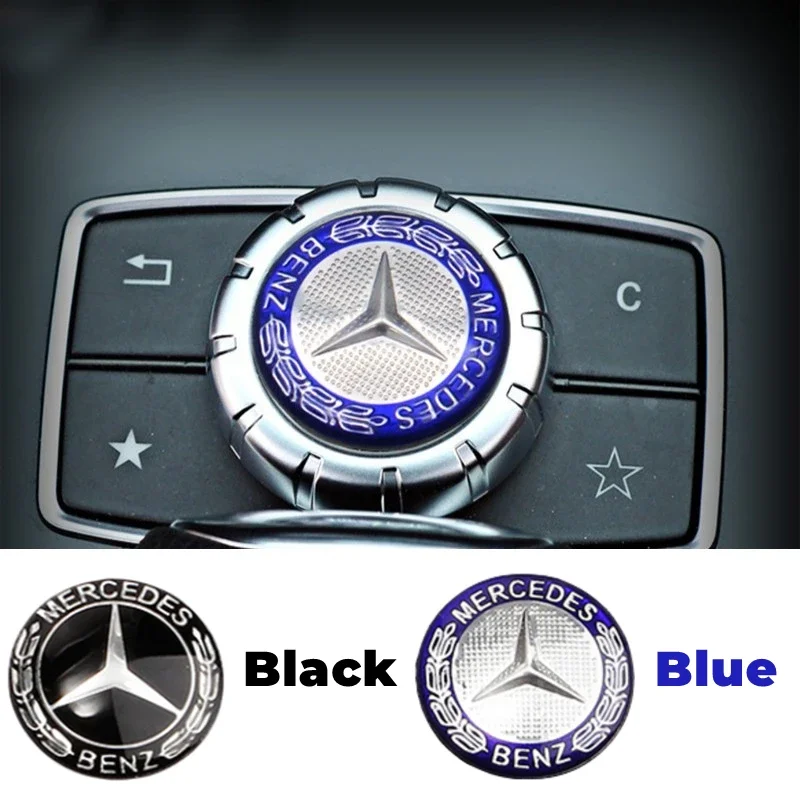 Insignia de perilla Multimedia de aluminio para coche, pegatinas de 29mm para Mercedes Benz W124 W140 W163 W202 W203 W204 W205 CLA CLK CLS GLA GLC, 1 ud.