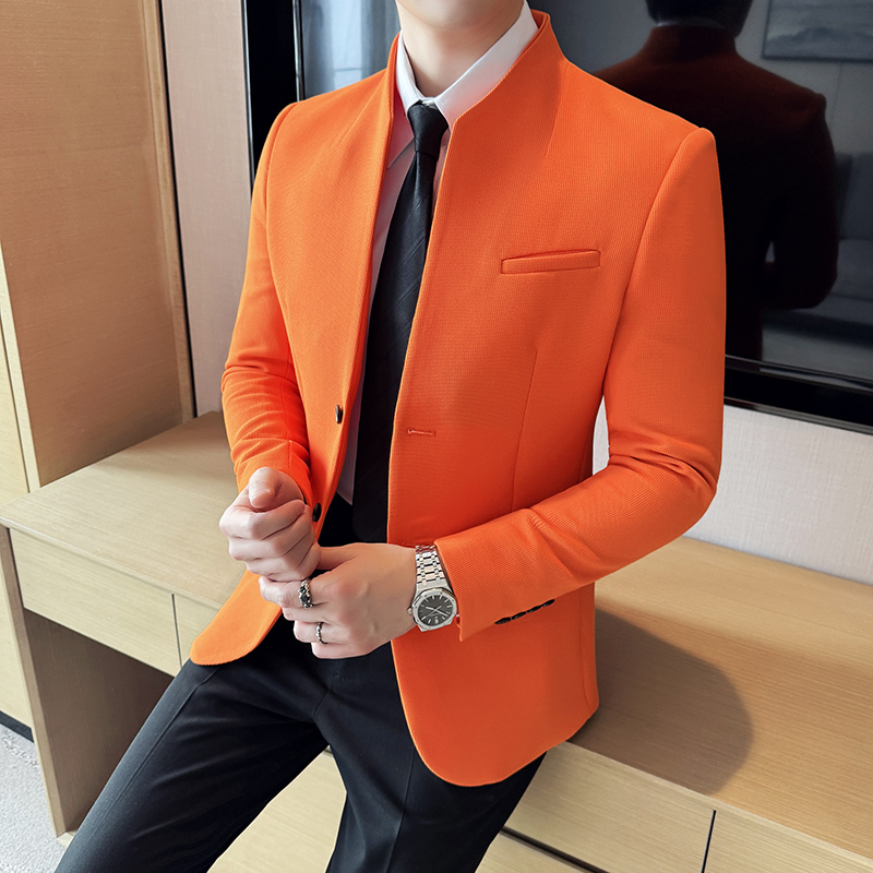 Waffel Neue Chinesische Stehkragen Anzug Mäntel Männer Slim Fit Business Casual Mode Anzüge Jacke Formale Sozialen Prom party Smoking