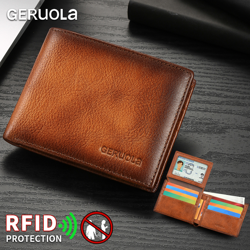 Бестселлер 2526: Короткий кошелек из натуральной кожи высшего качества с RFID-защитой и отделениями для карт
