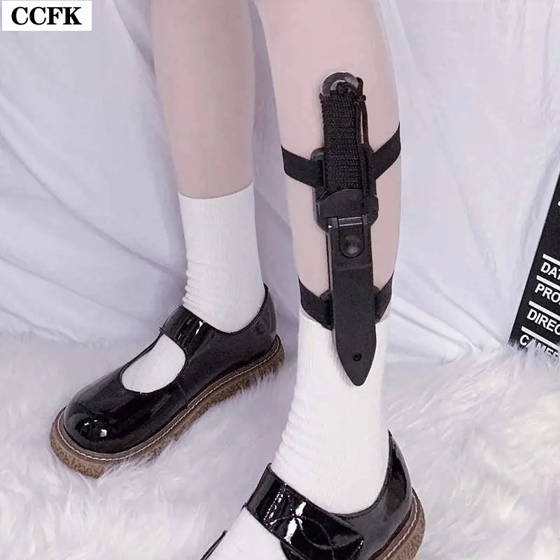Goth Leg Ring Kawaii Knife Protector, Harajuku Lolita Girl Club, Anime Leg Techwear, Jarretelles, Camping Emo, Accessoires Cosplay