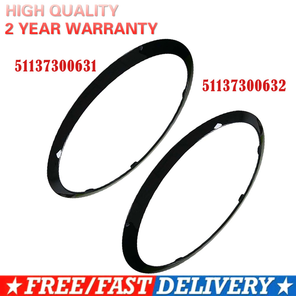51137300632 2Pcs For Mini Cooper F55 F56 F57 2014 Gloss Black Headlight Ring Bezel Trim Surround Cover Rear Light Frame Car Ac