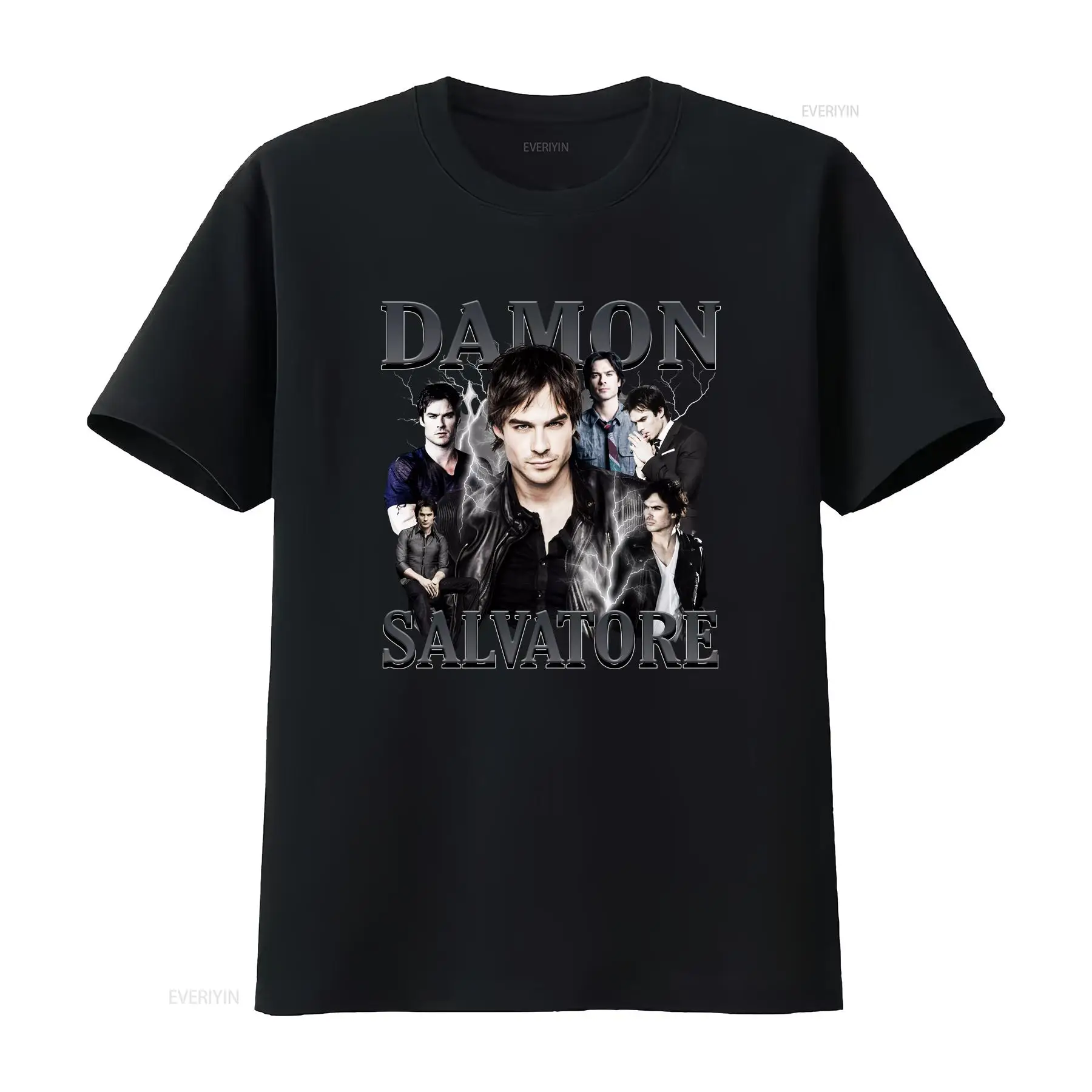 Rara maglietta Damon Salvatore Ian Somerhalder, nuova, nera, tutte le taglie, vintage, effetto lavato, per l'uso quotidiano, casual, versatile.