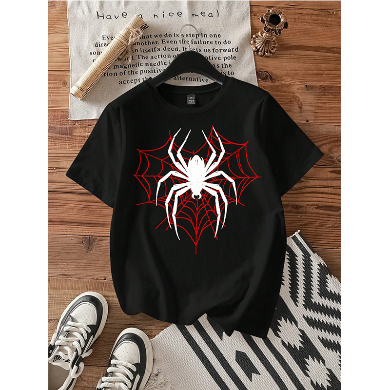 Casual Spinne Rundhals Kurzarm Frauen T Shirt Frühling Sommer Koreanischen Stil Tees Tops Frau Grafik Gothic T-shirt Kleidung