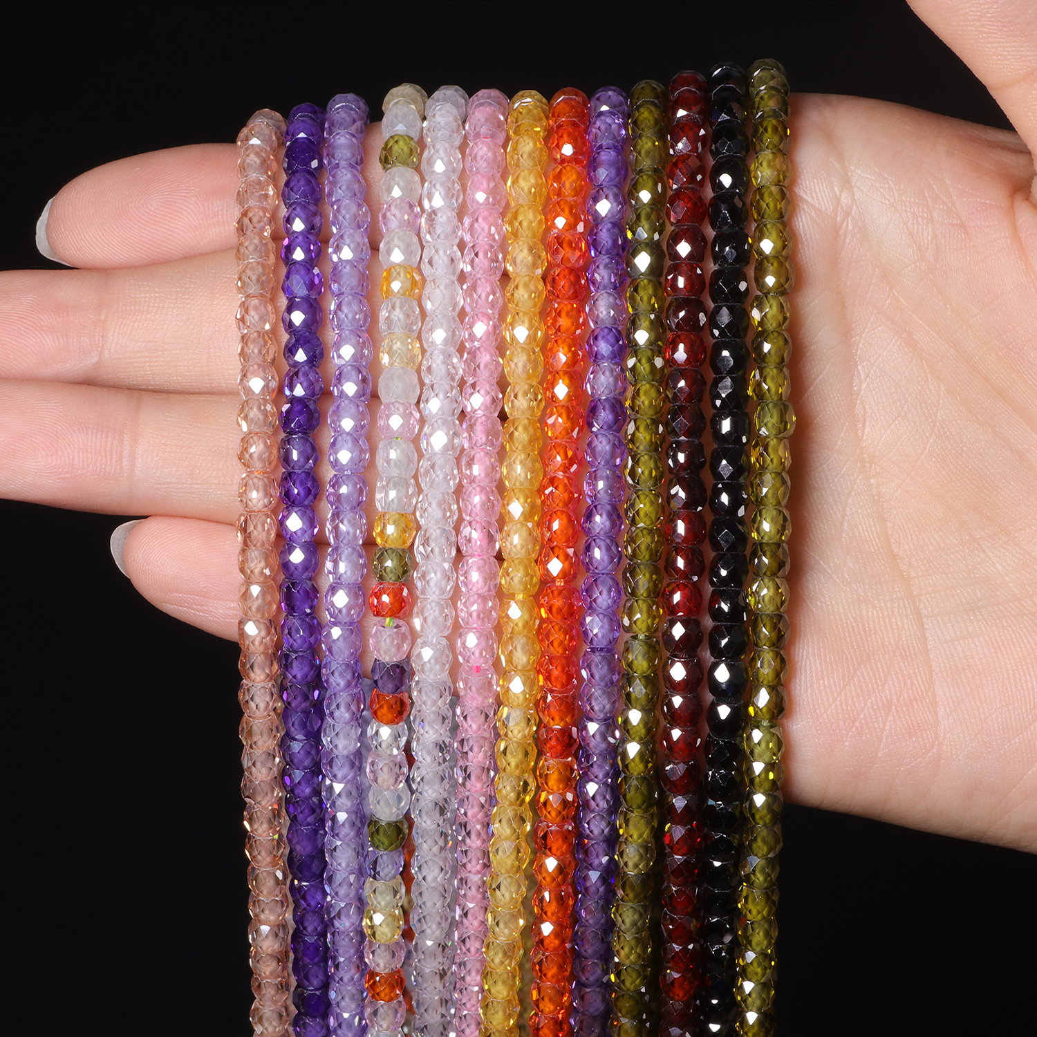 100pcs/Lot Cubic Zirconia Gems Beads Multicolor Loose Faceted Stone For Charms Bracelet DIY Jewelry Making Accessories