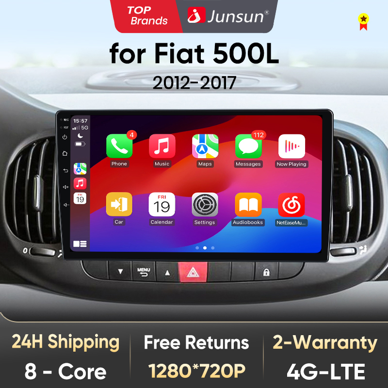 Junsun V1 AI voz inalámbrica CarPlay Android Auto Radio para Fiat 500L 2012 - 2017 4G coche Multimedia GPS 2din autoradio