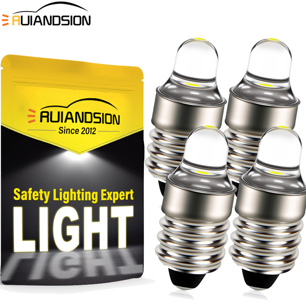 4 Uds E10 lámpara de luz exterior LED tornillo linterna bombilla Mini lámpara de trabajo 6000K 4300K DC 3V 12V luces indicadoras de máquina