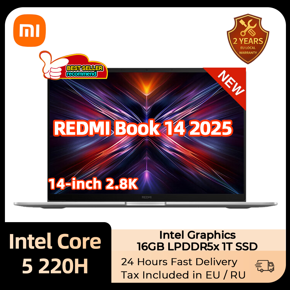 Xiaomi Redmibook 14 Laptop 2025 Core 5-Prozessor 220H Intel Graphics 16G/32G RAM 1 TB SSD 14 Zoll 2,8K-Bildschirm Notebook Slim PC