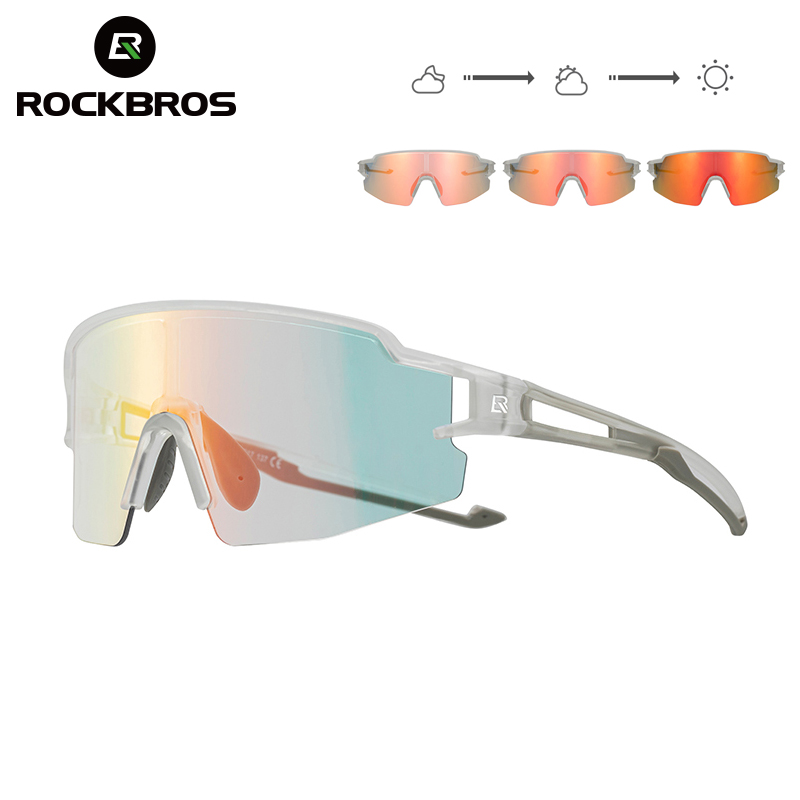 ROCKBROS-Lunettes de vélo photochromiques, lunettes de vélo, lunettes de soleil UV400, lunettes de protection sportive, lunettes de vélo de route VTT