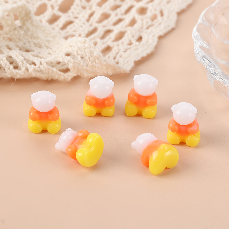 10 sztuk Halloween 3D cukierki kukurydza niedźwiedź Charms wisiorek z żywicy na brelok naszyjnik biżuteria Diy Making