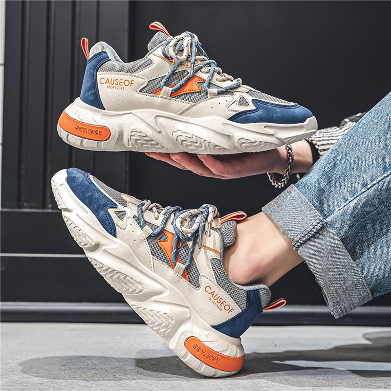 Streetwear Herensneakers met mesh en plateauzool, lente 2026, nieuw, antislip, hoogteverhogend, casual, jongeren, all-mat schoeisel