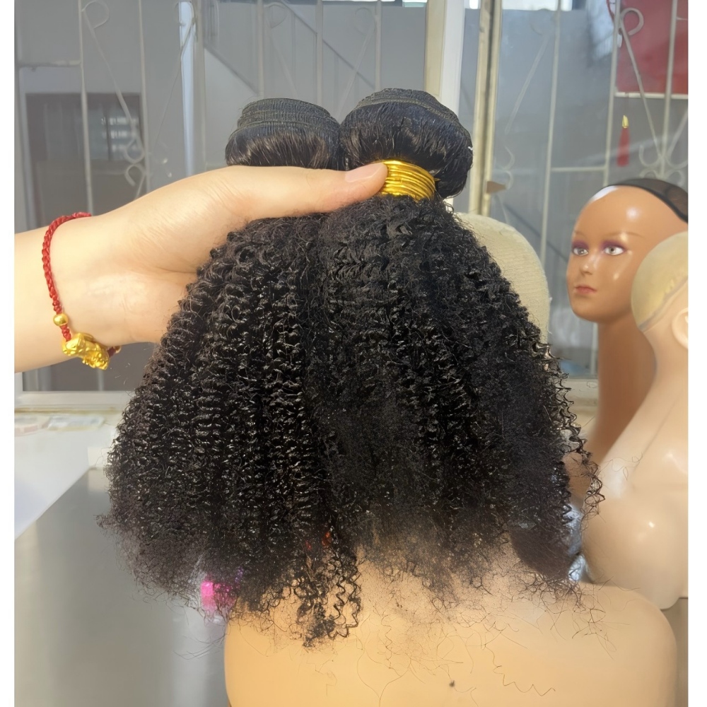 Paquete de Cabello Humano Natural Rizado Jerry, Ondulado, Sin Procesar 12A, Suave, Cosido con Doble Trama para Mujeres Negras