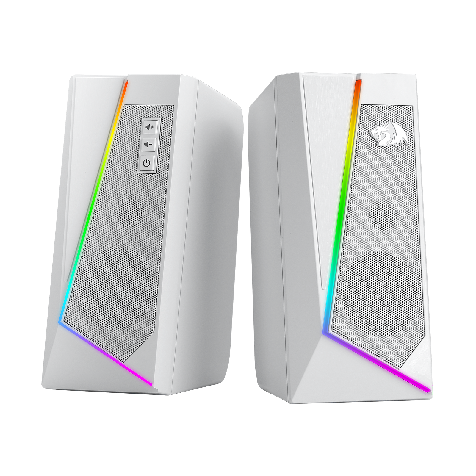 Redragon GS520 RGB Desktop Speakers, 2.0 Channel PC Stereo Speaker with 6 Colorful LED Modes, Enhanced Sound, White/Pink
