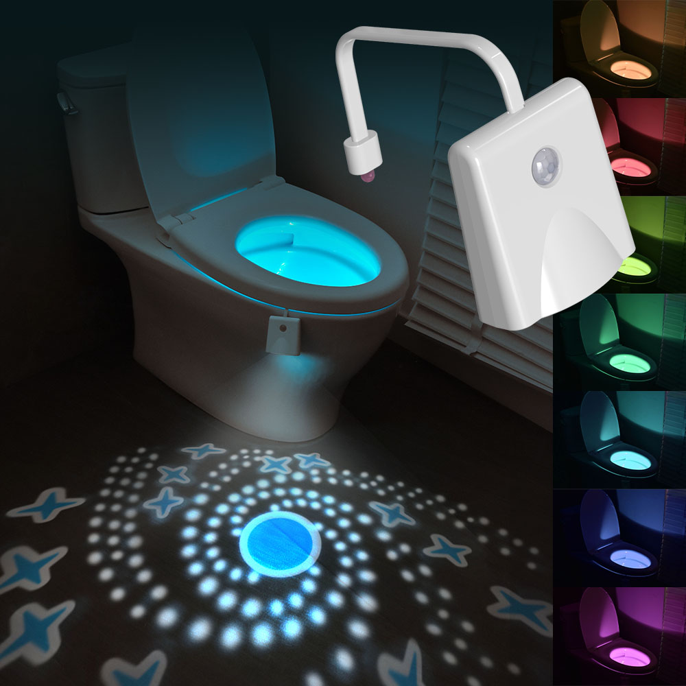 108 色 LED 人感センサーライトトイレ投影ナイトライトインテリジェント充電トイレ防水調光ライトトイレ
