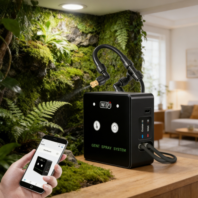 Reptilien-Terrarium Regenwald-Sprühsystem mit WLAN-Fernbedienung, Automatisches Zeitgesteuertes Nebelsprühsystem, Luftbefeuchter-Bewässerungsset
