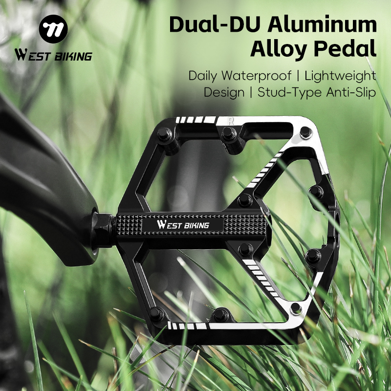 แป้นเหยียบจักรยาน WEST BIKING แบบซีล DU Bearing กันลื่น สำหรับจักรยานเสือภูเขา จักรยานถนน  แป้นเหยียบอัลลอยด์  อะไหล่จักรยาน