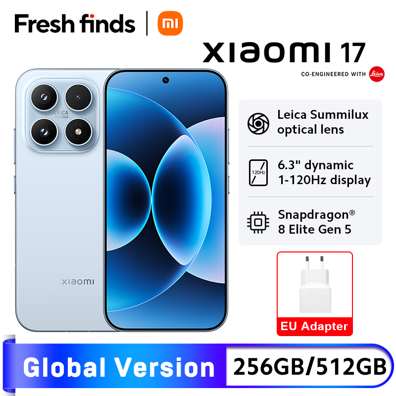 Глобальная версия смартфона Xiaomi 17 5G, 12 ГБ ОЗУ, аккумулятор 6330 мАч, камера Leica 50 МП, быстрая зарядка 100 Вт, Snapdragon ®   8 Elite Gen 5