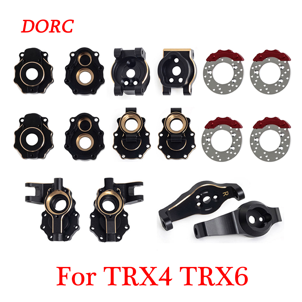 Carcasa de eje de Portal de pesas de latón con revestimiento negro, cubierta de Diff, bloques de rueda, nudillo para 1/10 RC Crawler TRX4 TRX6, piezas de actualización