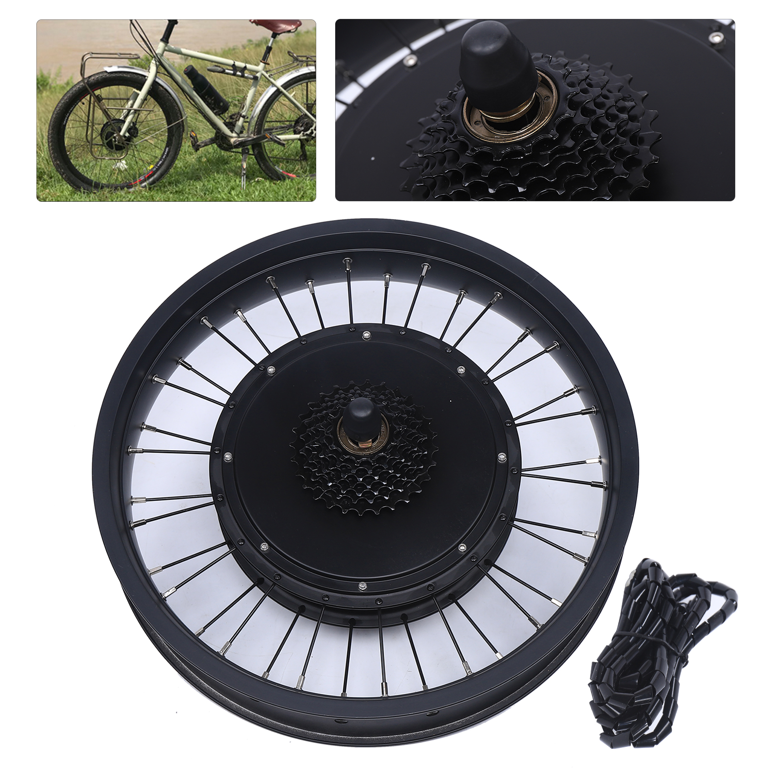 Ebike Retrofit Kit Naafmotor 20X4 Inch Achterwiel Achterwielaandrijving Vliegwiel 48 V 1000 W E-Bike Conversieset Waterdicht