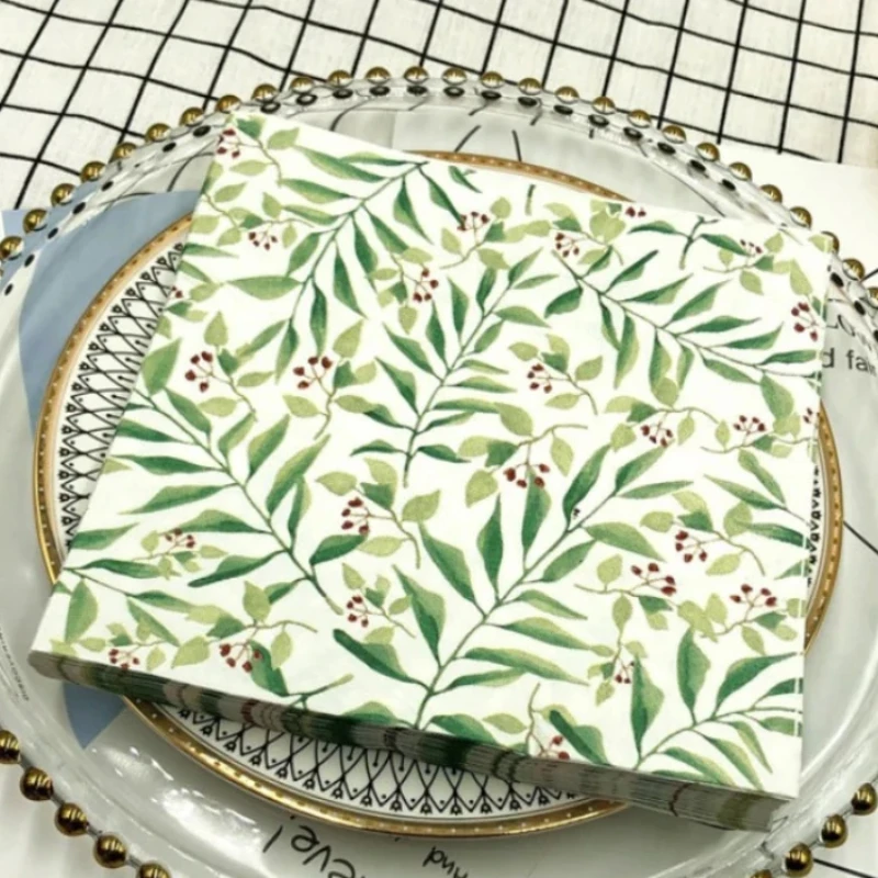 Serviettes colorées en papier carrées imprimées, mouchoirs floraux pour le visage, hôtel, Table de mariage, réglage du papier en pâte de bois Pure
