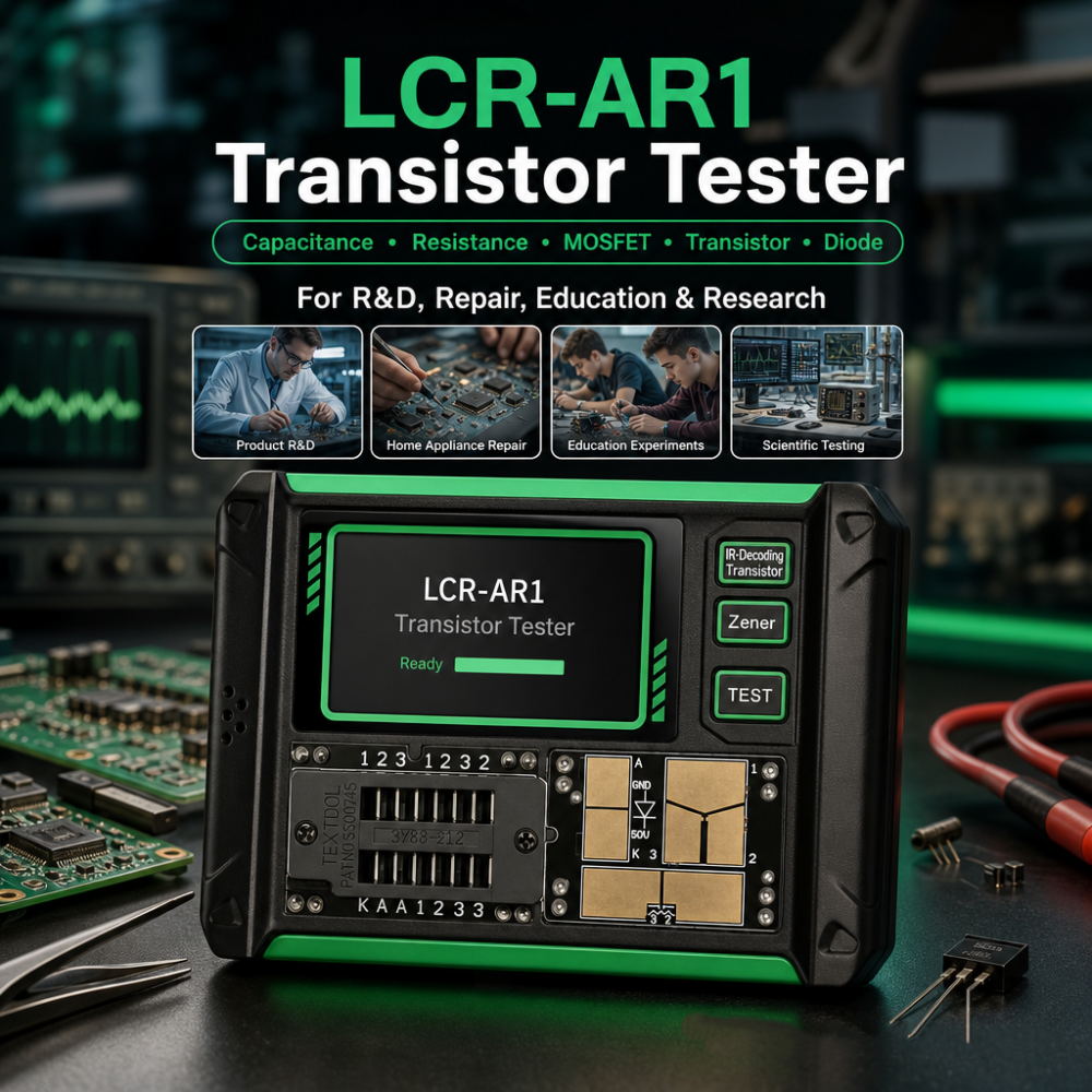 LCR-AR1 Un probador multifuncional para transistores Transistor de efecto de campo MOS de pantalla de 1,9 pulgadas Resistencia