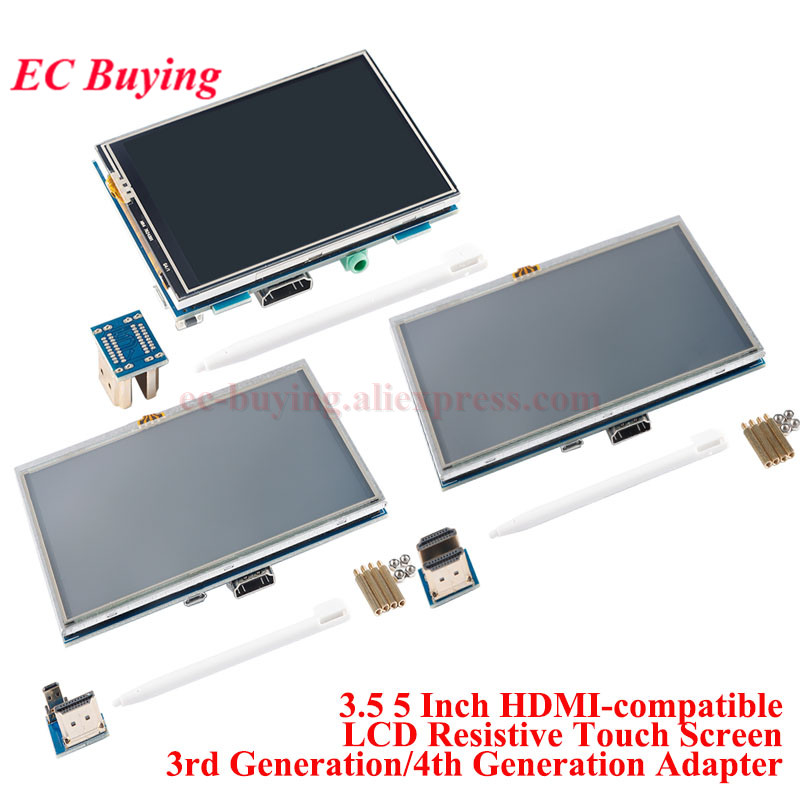 5 inch HDMI LCD resistief touchscreen display module 800x480 3.5'' 5.0'' TFT monitor voor Raspberry Pi 3e 4e generatie 3 A+/B+/2B/3B+/4B