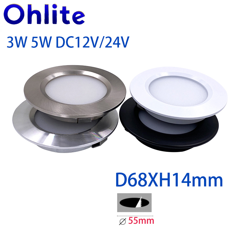 Mini LED Downlight DC12V 24V Ultra-Cienki 3W 5W Wpuszczany Reflektor Dekoracyjny do Pokoju Mały Reflektor Sufitowy Kuchnia Łazienka Kemping Pojazd Światło