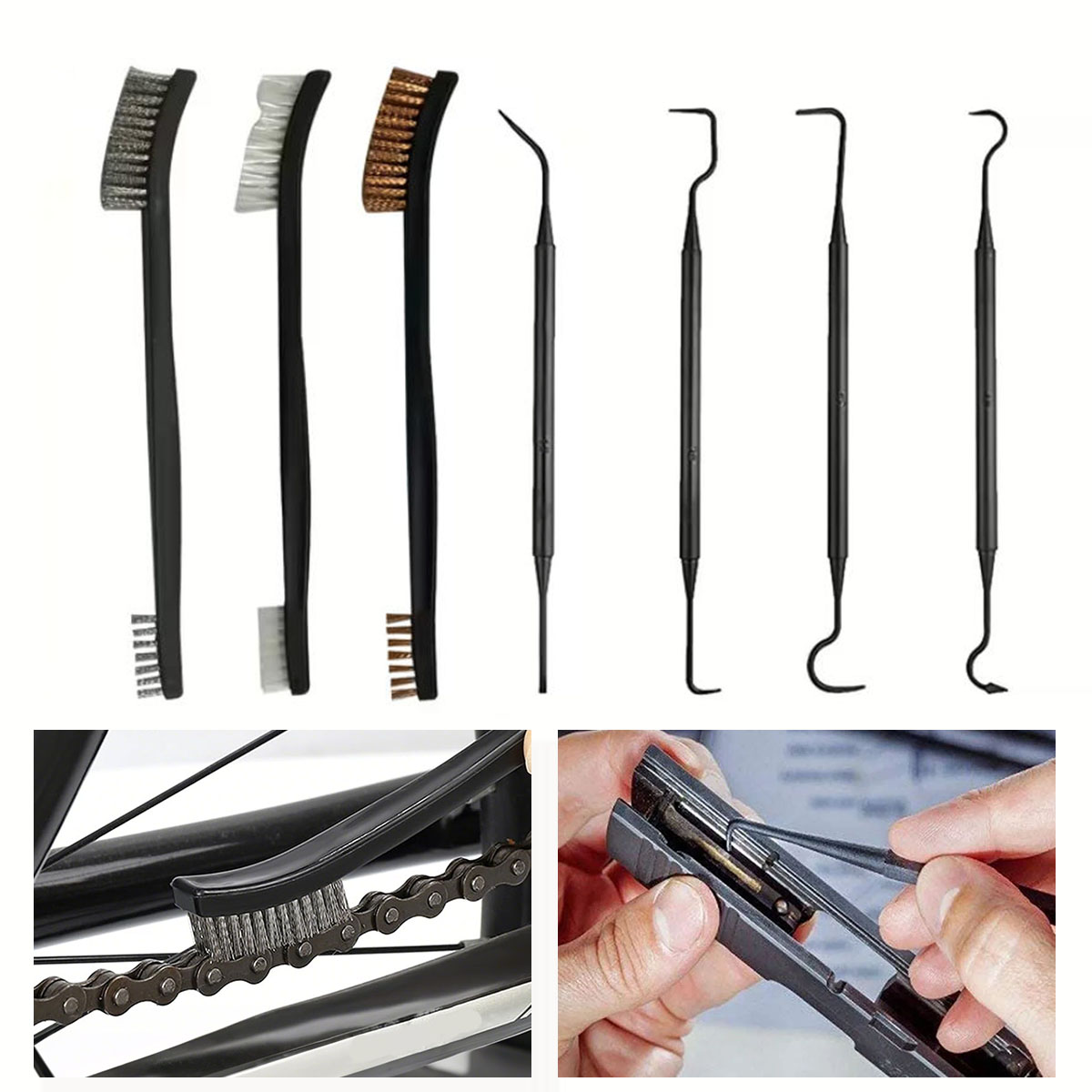 3/4/7PCS Wire Brush Nylon Hook Cleaning Kit With Dual Head Tool For Cleaning Welding Slag Rust Removal Multifunctional Cleaning